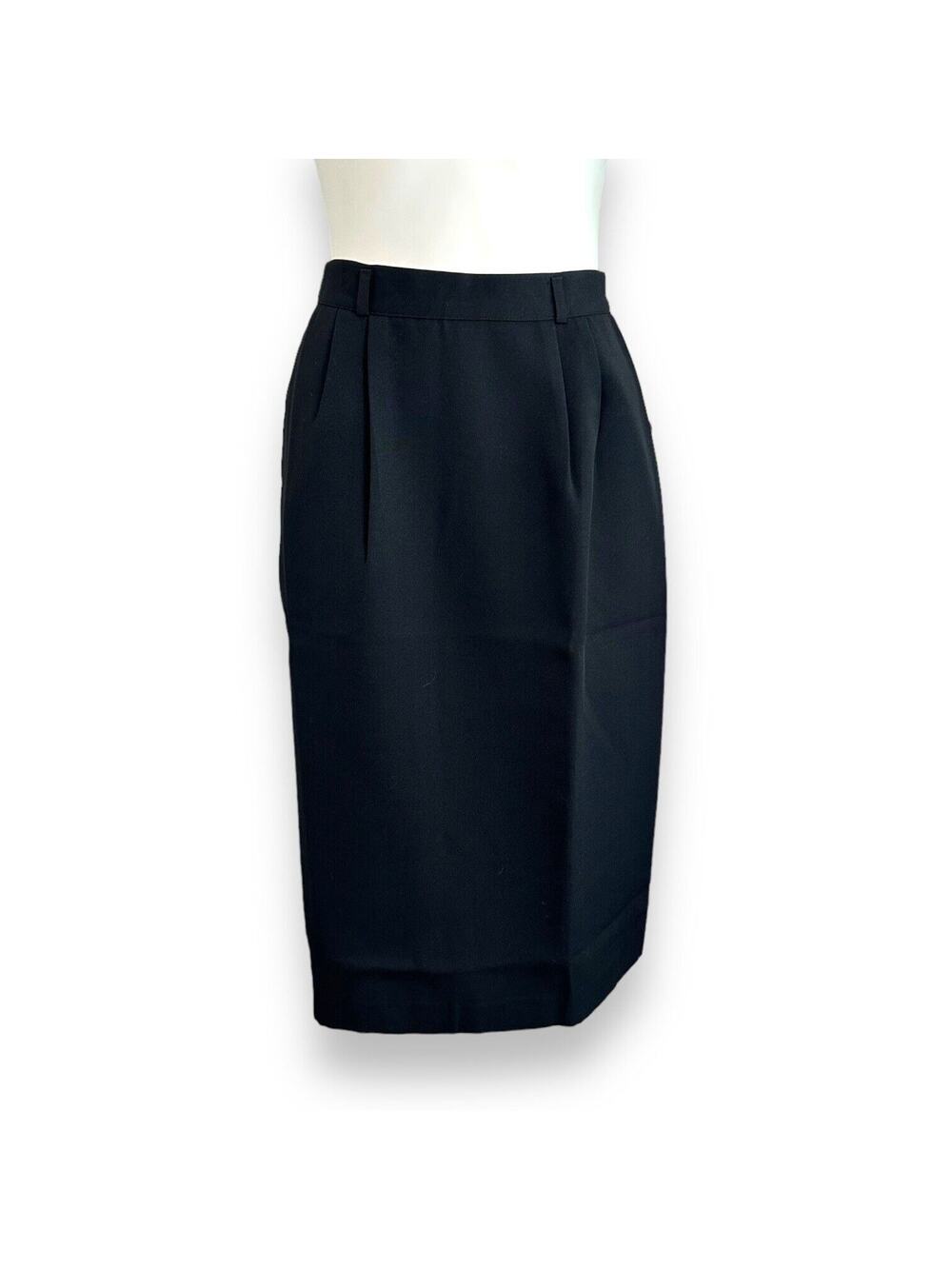 Worthington Skirt Vintage Black Tall Essentials Pencil Straight Pleated Sz 10 T
